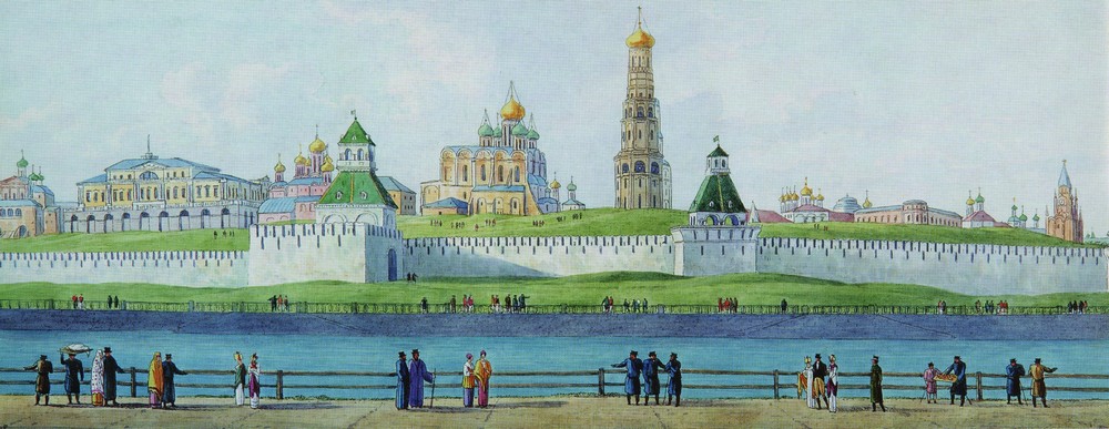 Ж. Делабарт, Л.С. Даниэль. Вид Старой (Красной) площади в Москве. 1801. Бумага, офорт, акварель Ж. Делабарт, Л.С. Даниэль. Вид Старой (Красной) площади в Москве. 1801. Бумага, офорт, акварель