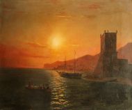 Художник: Айвазовский (?) И.К. (1817-1900). Феодосия. Закат солнца. 1865. Холст, масло Художник: Айвазовский (?) И.К. (1817-1900). Феодосия. Закат солнца. 1865. Холст, масло