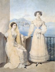 Портрет графини  Е.Ф. Тизенгаузен и графини Д.Ф. Фикельмон А.П. Брюллов. 1825 Бристольский картон, акварель, карандаш, лак