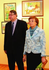 А.Г. Шелудченко, А.Б. Руднева на открытии выставки «Пути-дороги Татьяны Мавриной». К юбилею художницы