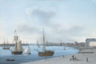 В.Г. Барт. Вид на Неву и Горный кадетский корпус. 1810-е. Бумага, гуашь, акварель